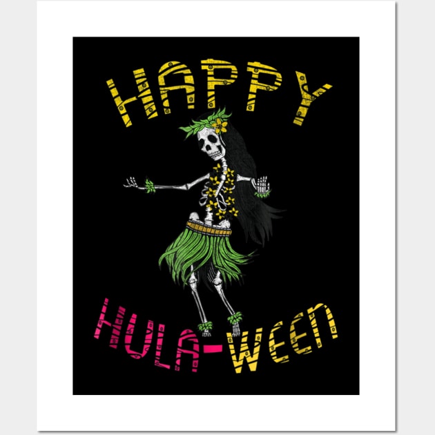 Happy Hula Ween Hawaiian Tiki Dancing Skeleton Wall Art by Sinclairmccallsavd